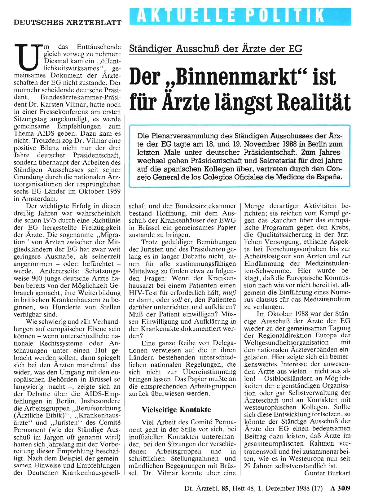 Vorschauseite 1: Ständiger Ausschuß der Ärzte der EG: Der „Binnenmarkt“ ist für Ärzte längst Realität