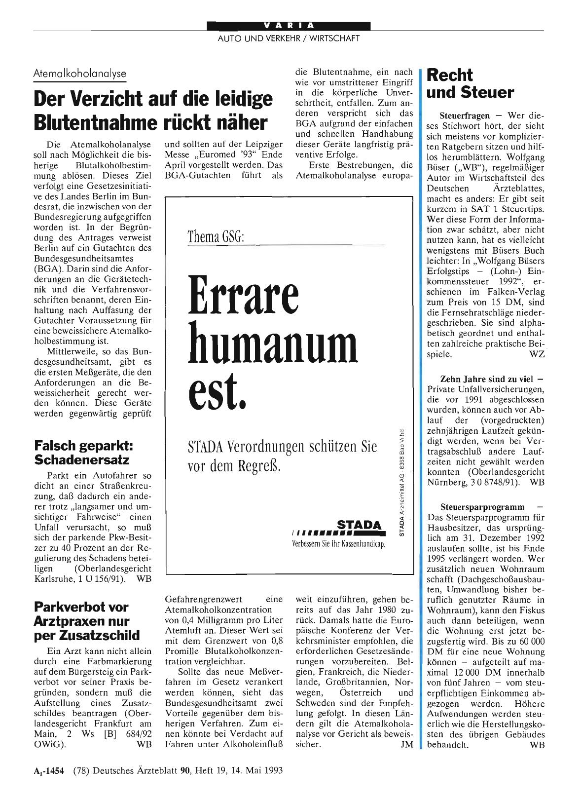 Vorschauseite 1: Parkverbot vor Arztpraxen nur per Zusatzschild