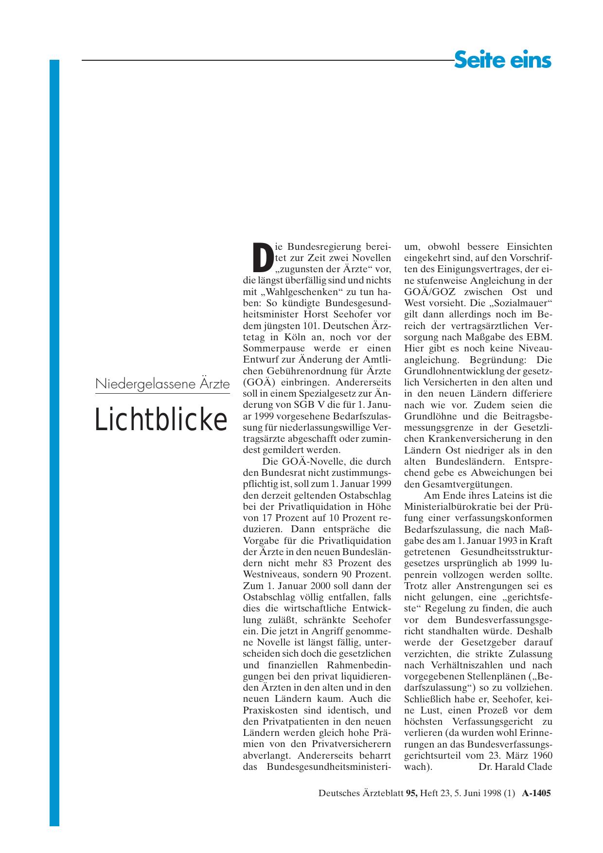 Vorschauseite 1: Niedergelassene Ärzte: Lichtblicke