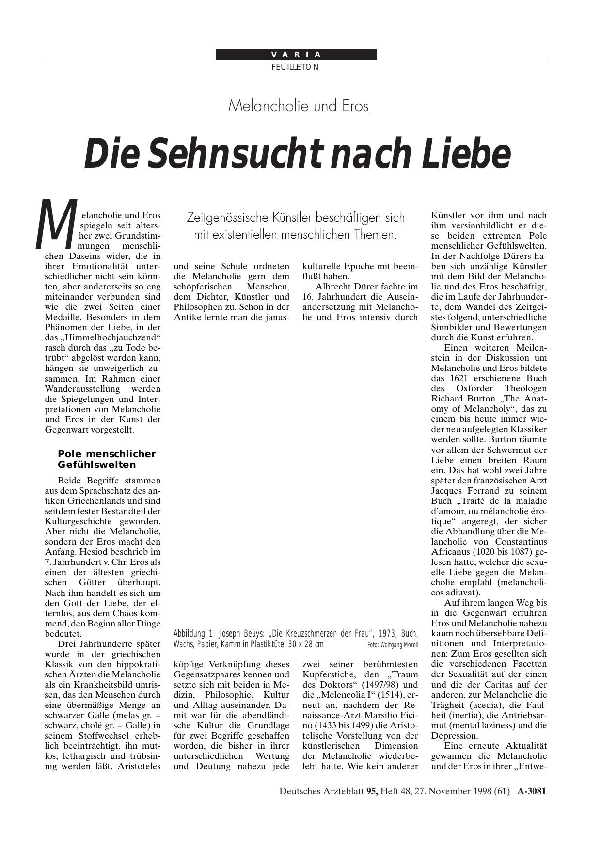 Vorschauseite 1: Melancholie und Eros: Die Sehnsucht nach Liebe