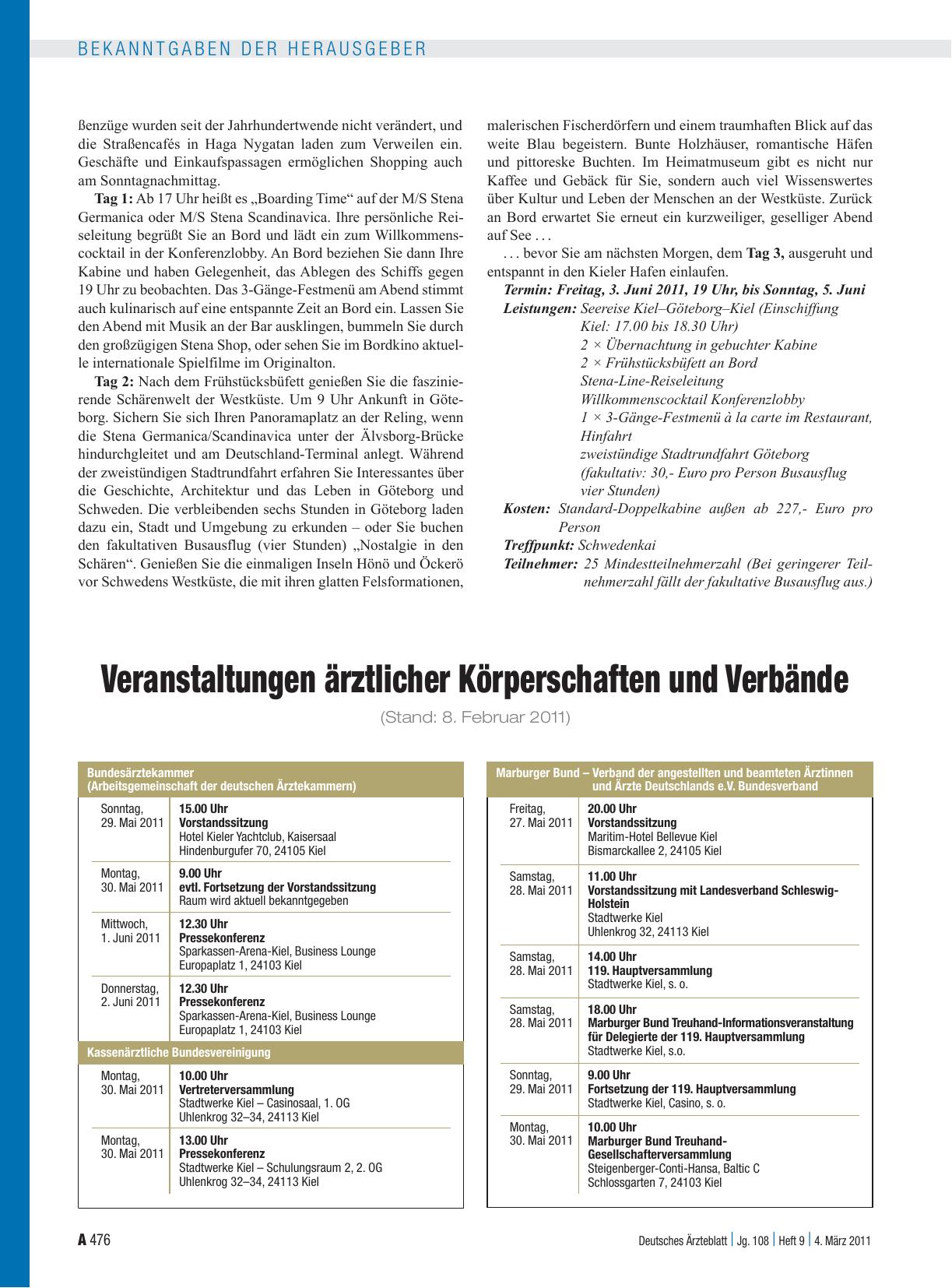 Vorschauseite 1: Veranstaltungen ärztlicher Körperschaften und Verbände