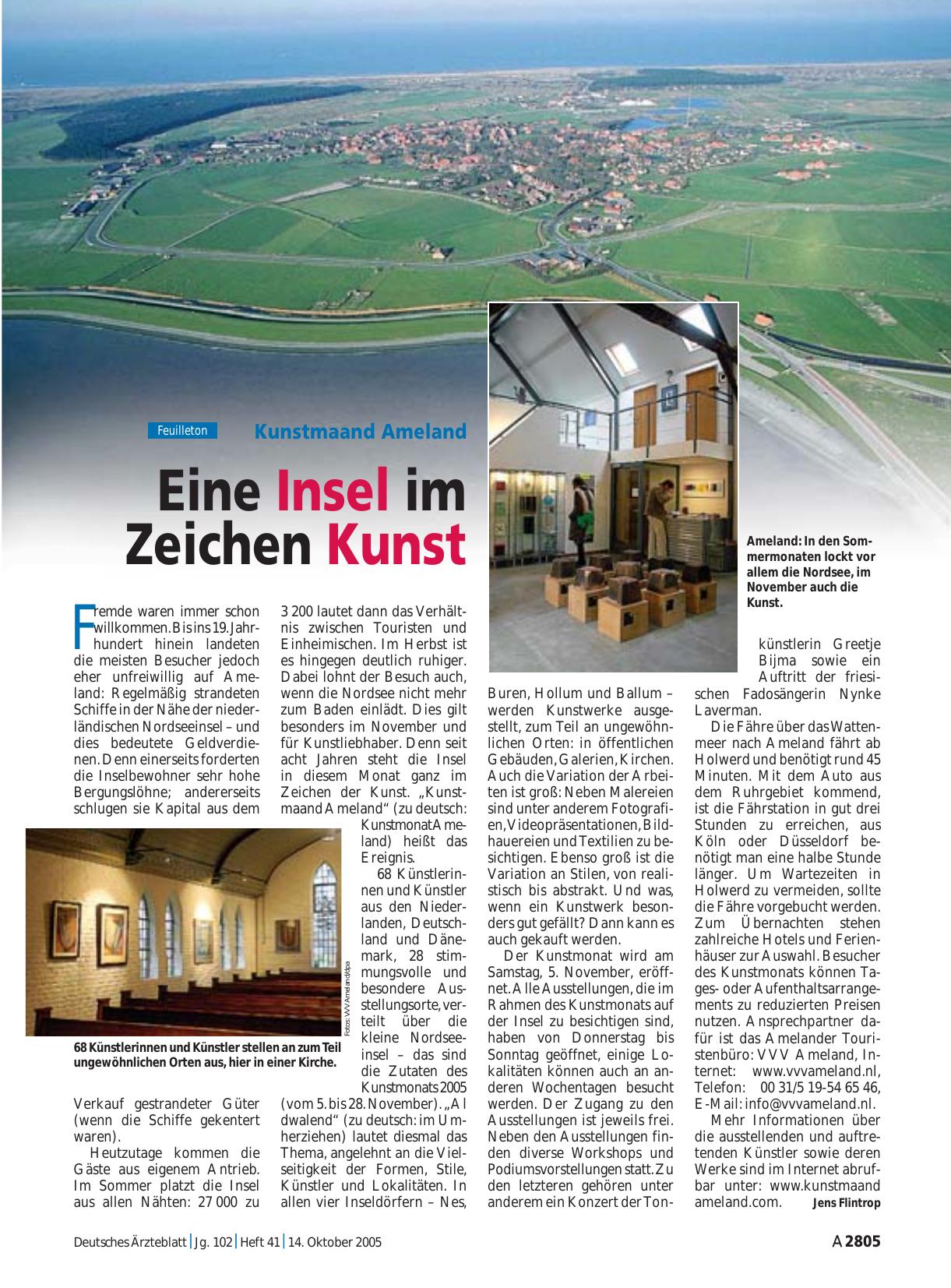 Vorschauseite 1: Kunstmaand Ameland: Eine Insel im Zeichen Kunst