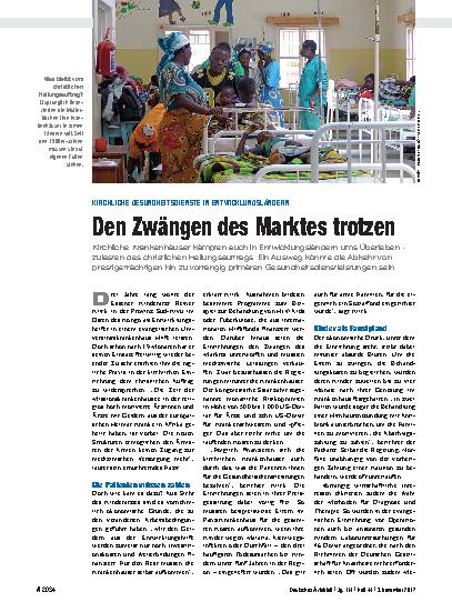 Vorschauseite 1: Kirchliche Gesundheitsdienste in Entwicklungsländern: Den Zwängen des Marktes trotzen