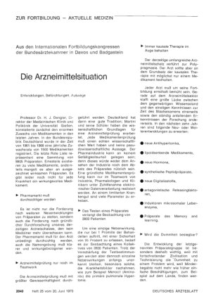 Vorschauseite 1: Aus den Internationalen Fortbildungskongressen der Bundesärztekammer in Davos und Badgastein: Die Arzneimittelsituation / Arzneimittelsicherheit 1980 / Entwicklungstendenzen der e…