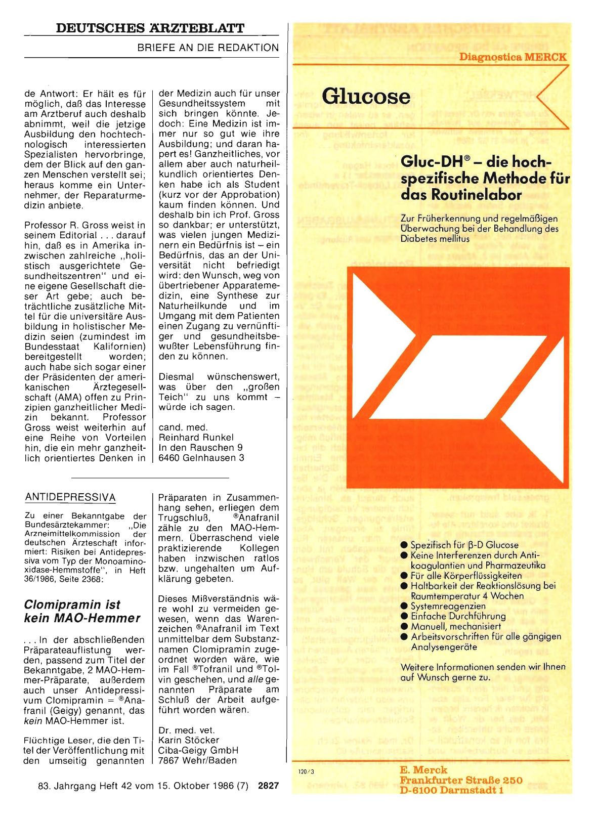 Vorschauseite 1: ANTIDEPRESSIVA: Clomipramin ist kein MAO-Hemmer
