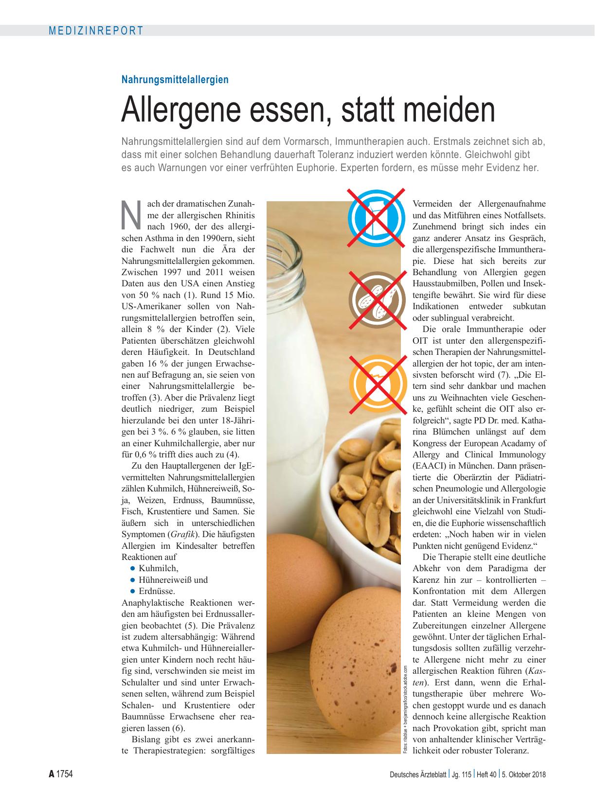 Vorschauseite 1: Nahrungsmittelallergien: Allergene essen, statt meiden