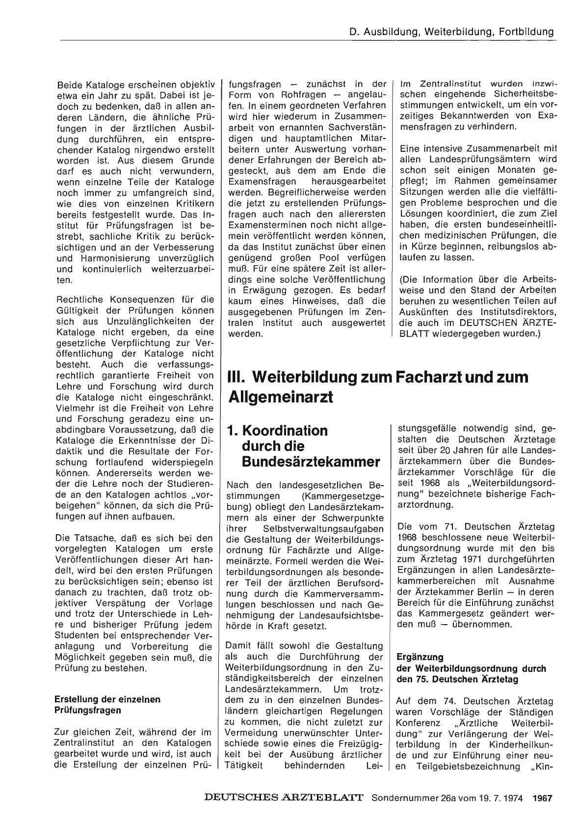 Vorschauseite 1: III. Weiterbildung zum Facharzt und zum Allgemeinarzt: 1. Koordination durch die Bundesärztekammer