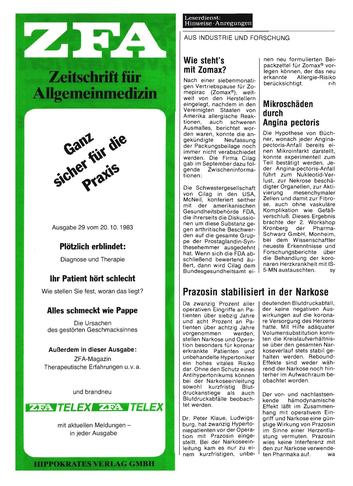 Vorschauseite 1: Wie steht's mit Zomax?