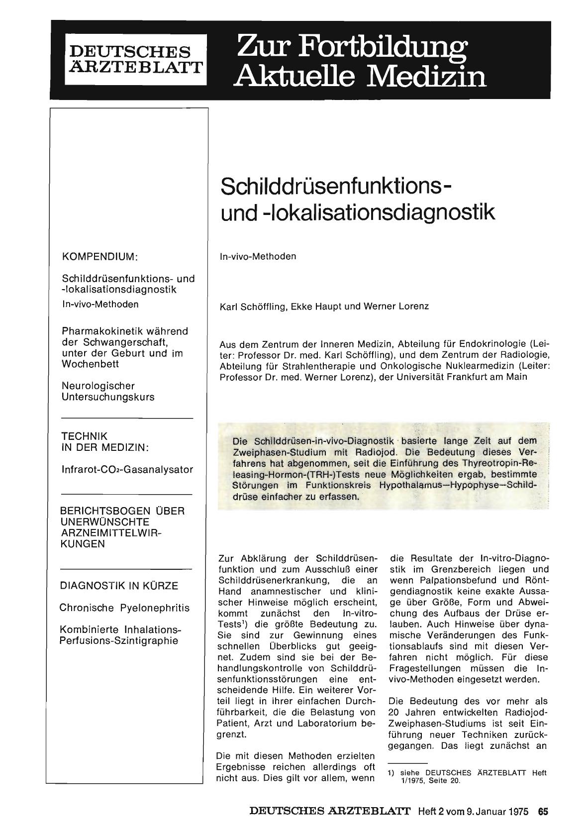 Vorschauseite 1: Schilddrüsenfunktions und -lokalisationsdiagnostik: In-vivo-Methoden