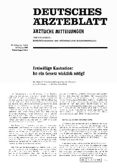 Vorschauseite 1: Freiwillige Kastration: Ist ein Gesetz wirklich nötig?