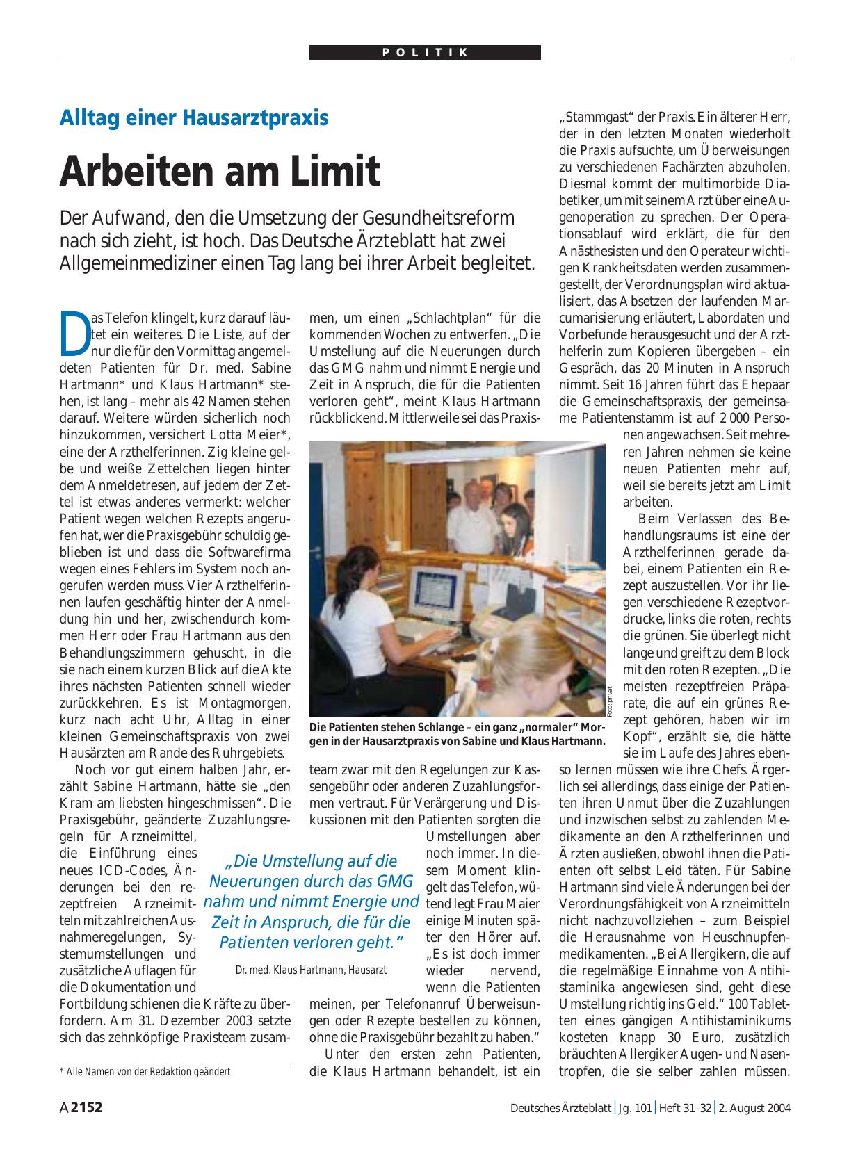 Vorschauseite 1: Alltag einer Hausarztpraxis: Arbeiten am Limit
