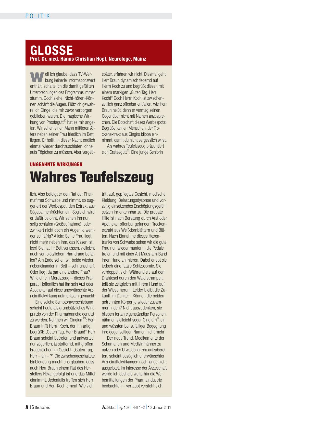 Vorschauseite 1: Ungeahnte Wirkungen: Wahres Teufelszeug