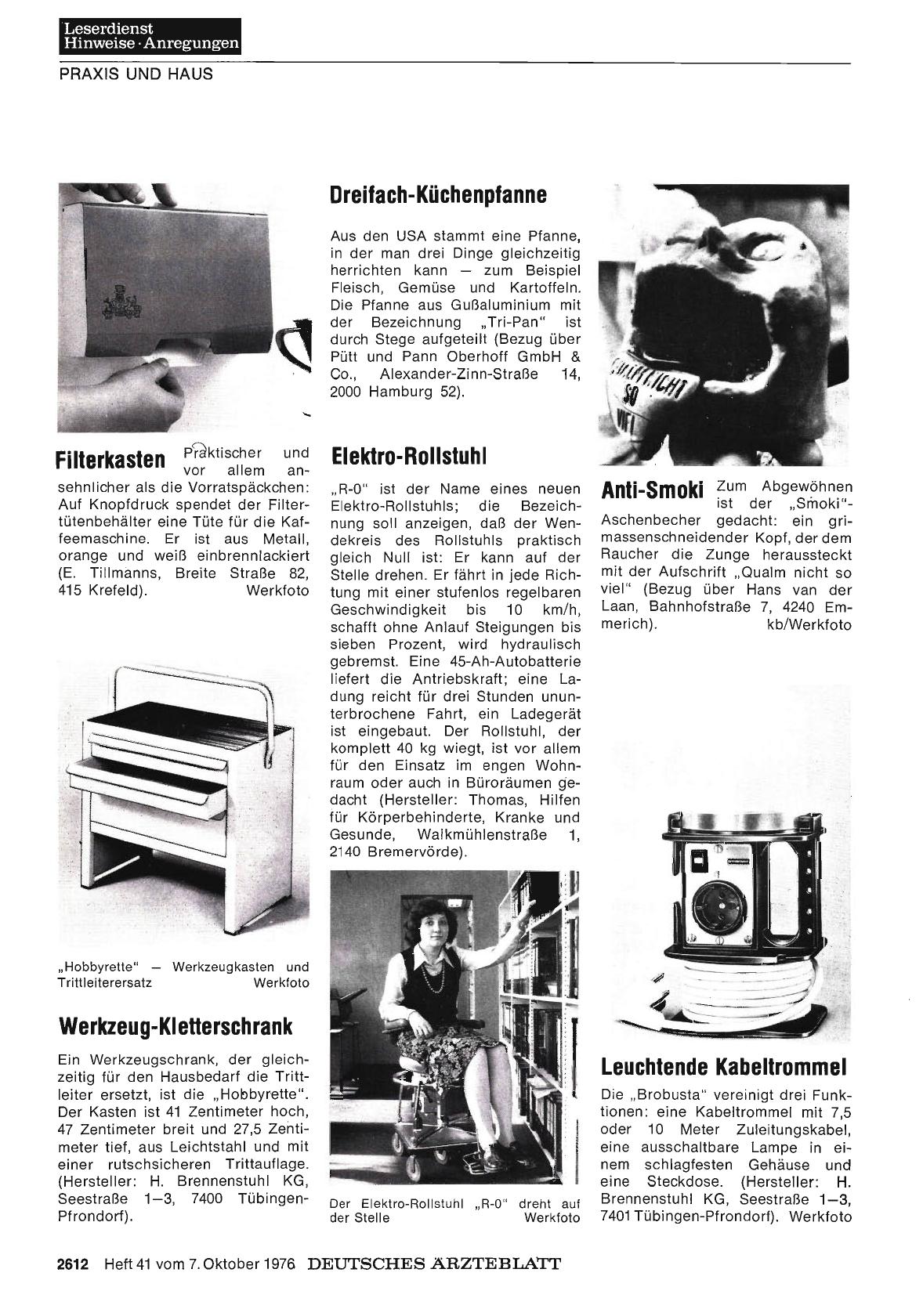 Vorschauseite 1: Filterkasten/Werkzeug-Kletterschrank/Dreifach-Küchenpfanne/Elektro-Rollstuhl/Anti-Smoki/Leuchtende Kabeltrommel