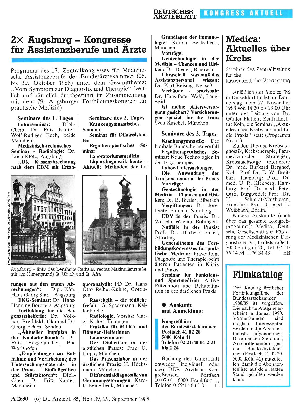 Vorschauseite 1: 2X Augsburg - Kongresse für Assistenzberufe und Ärzte