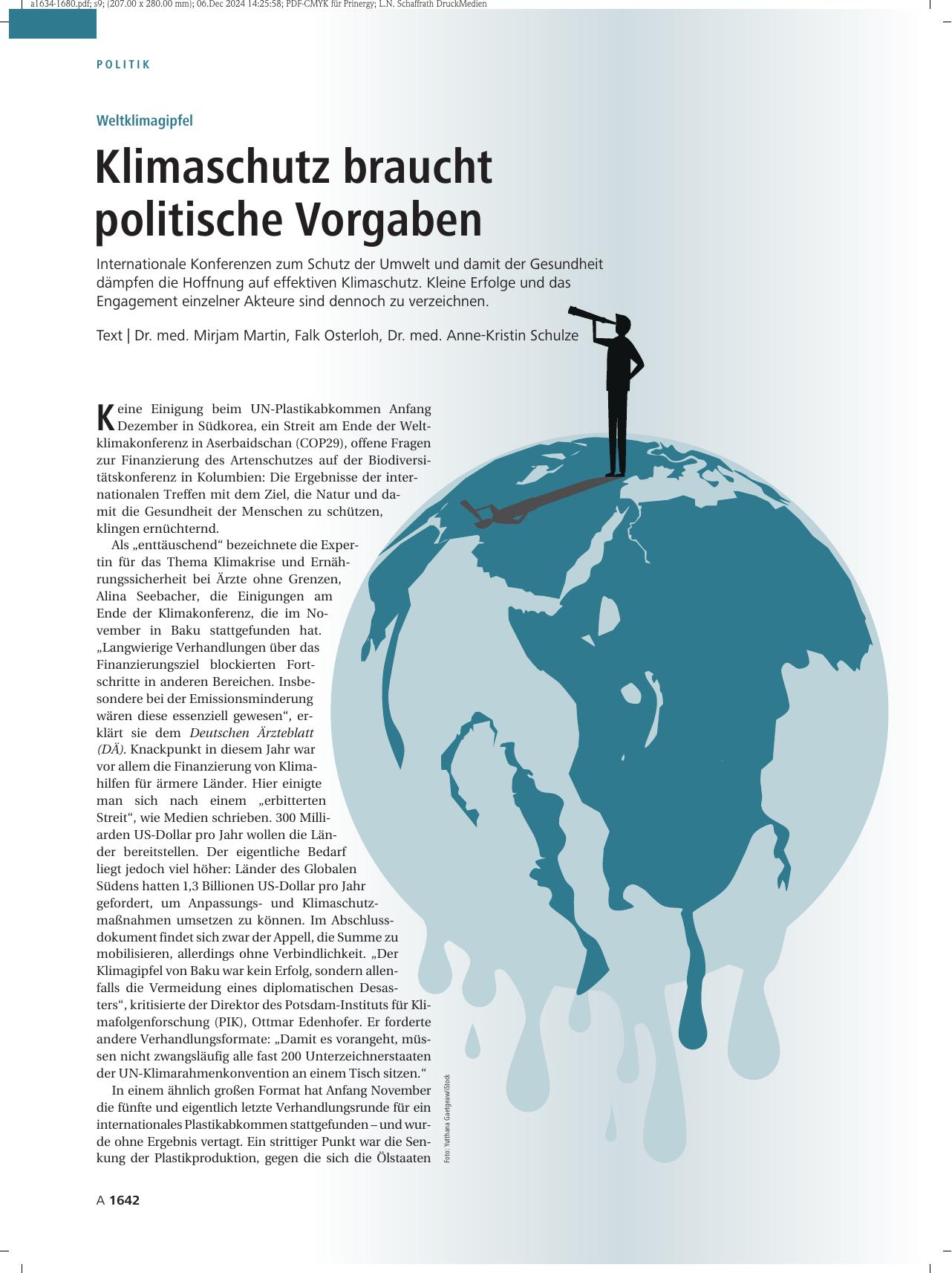 Vorschauseite 1: Weltklimagipfel: Klimaschutz braucht politische Vorgaben