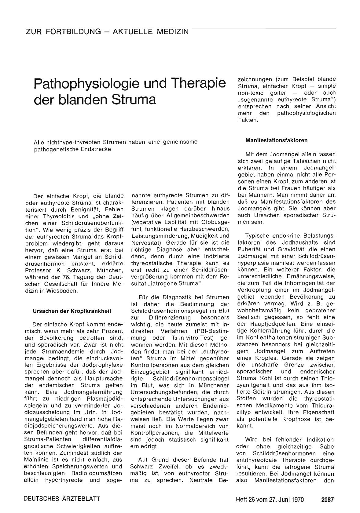 Vorschauseite 1: Pathophysiologie und Therapie der blanden Struma