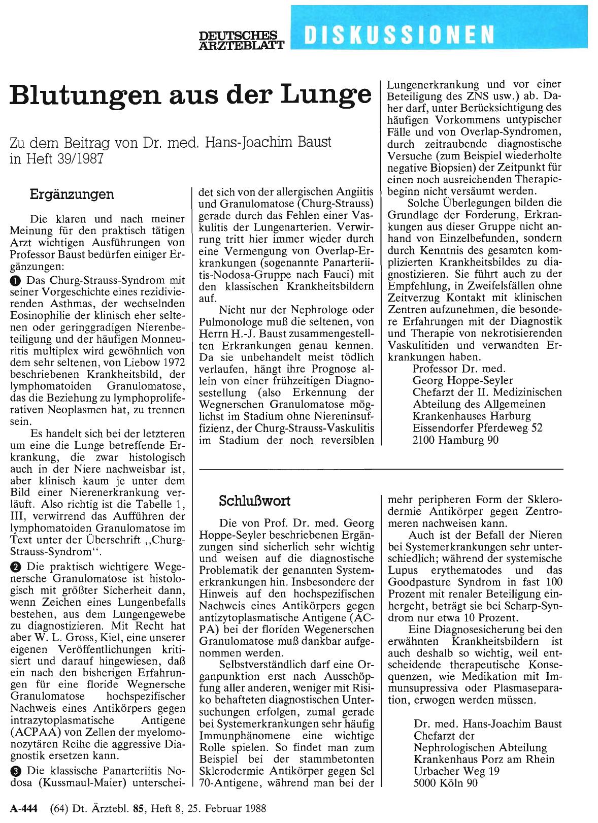 Vorschauseite 1: Blutungen aus der Lunge: Ergänzungen