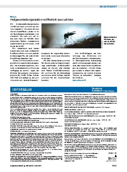 Vorschauseite 1: Malaria: Weltgesundheitsorganisation veröffentlicht neue Leitlinien