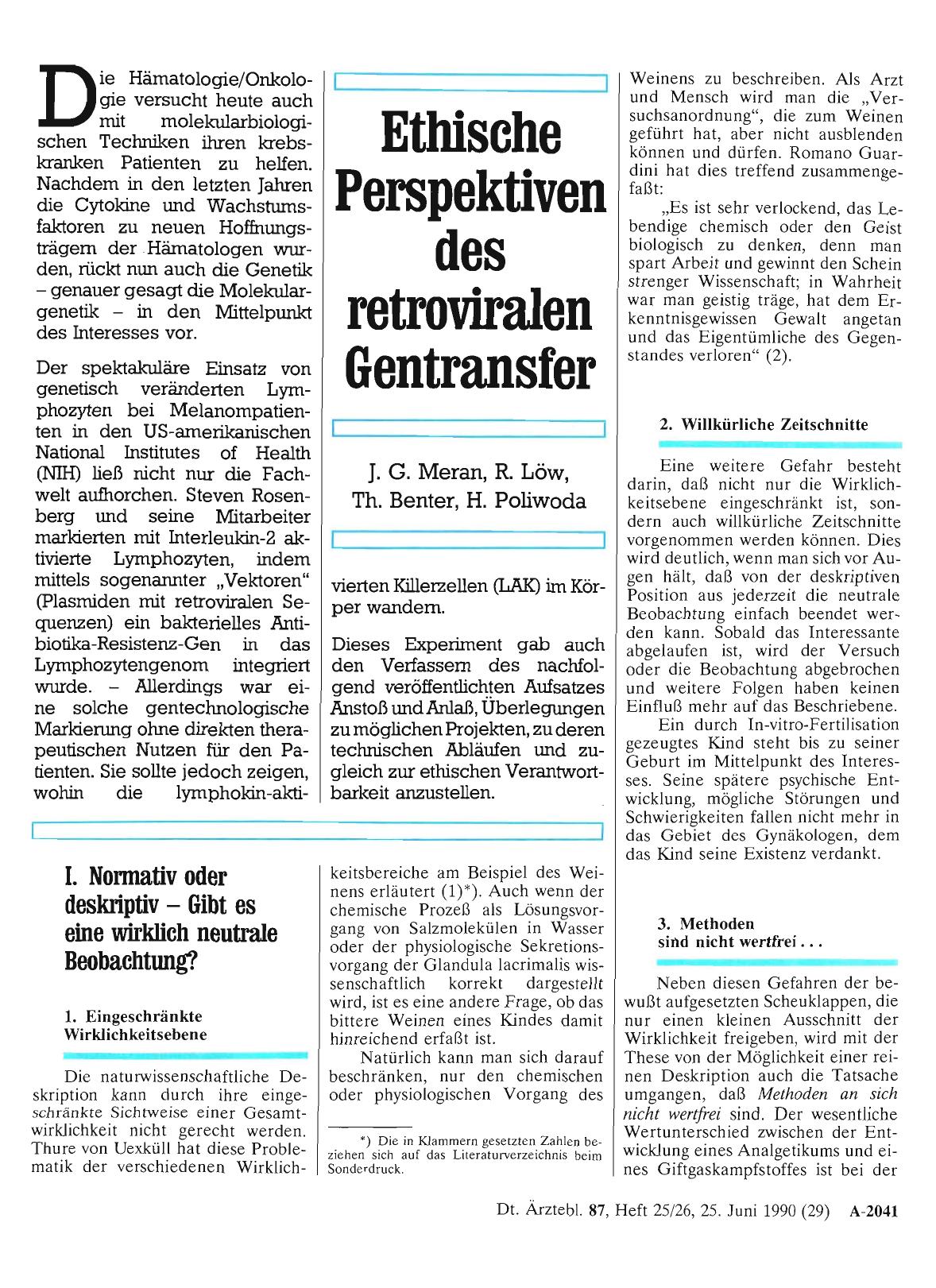 Vorschauseite 1: Ethische Perspektiven des retroviralen Gentransfer