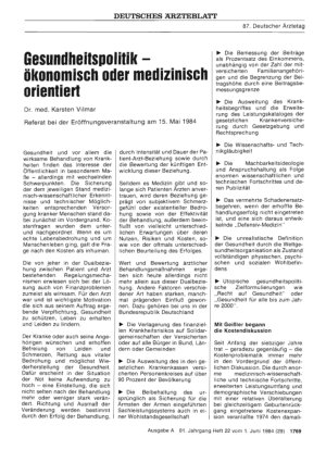 Vorschauseite 1: Gesundheitspolitik - ökonomisch oder medizinisch orientiert
