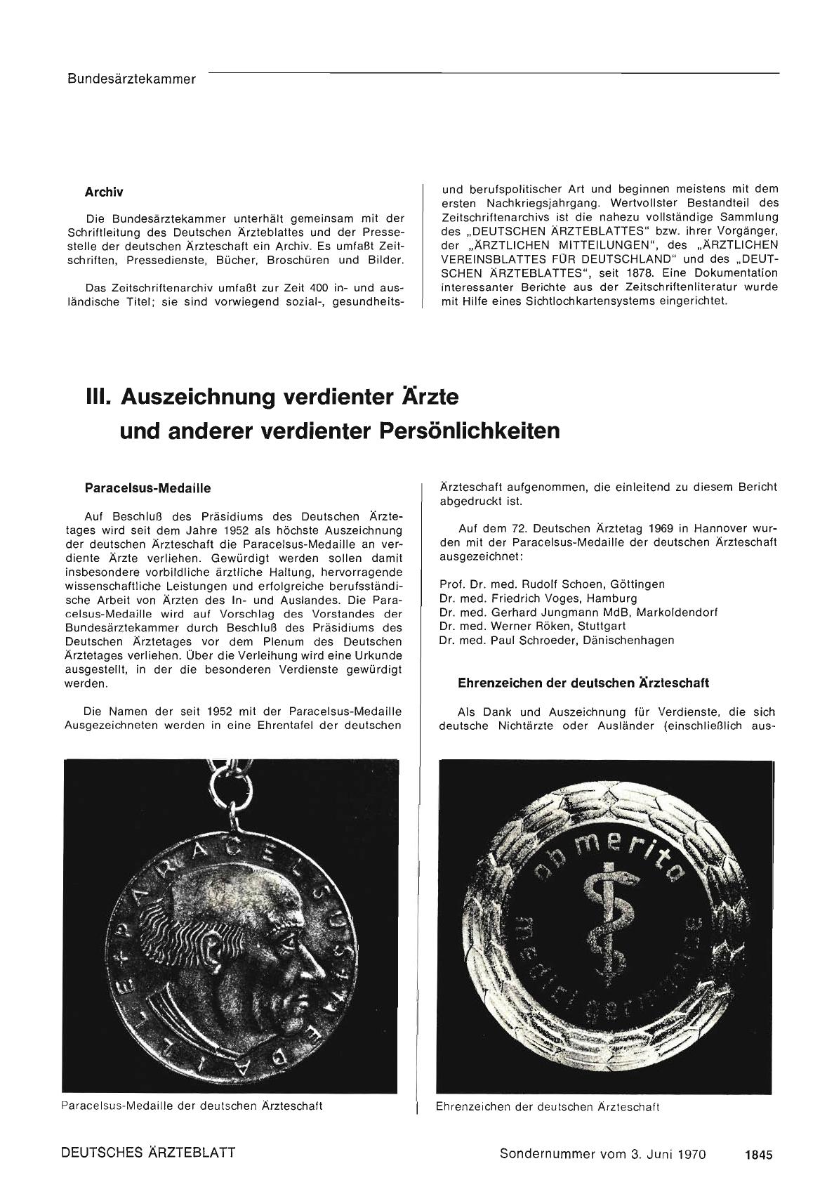 Vorschauseite 1: E. III. Auszeichnung verdienter Ärzte und anderer verdienter Persönlichkeiten