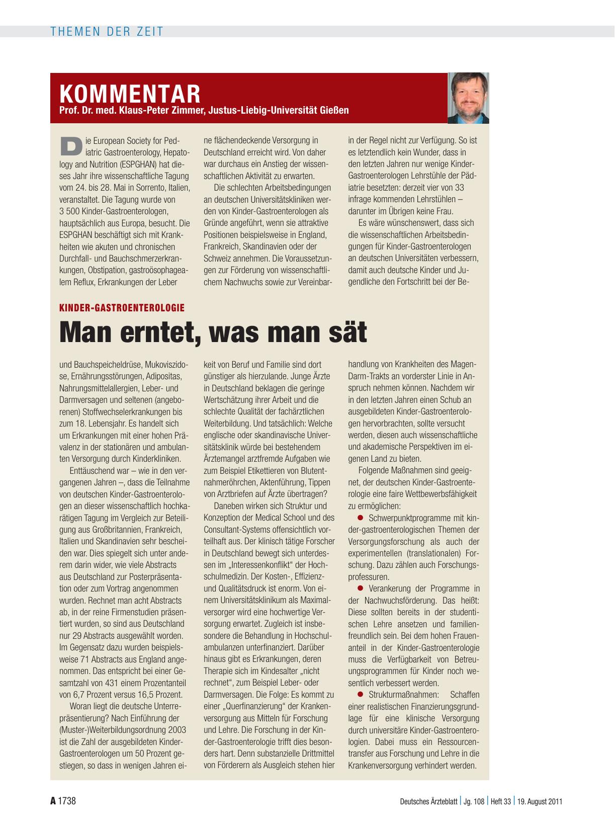 Vorschauseite 1: Kinder-Gastroenterologie: Man erntet, was man sät