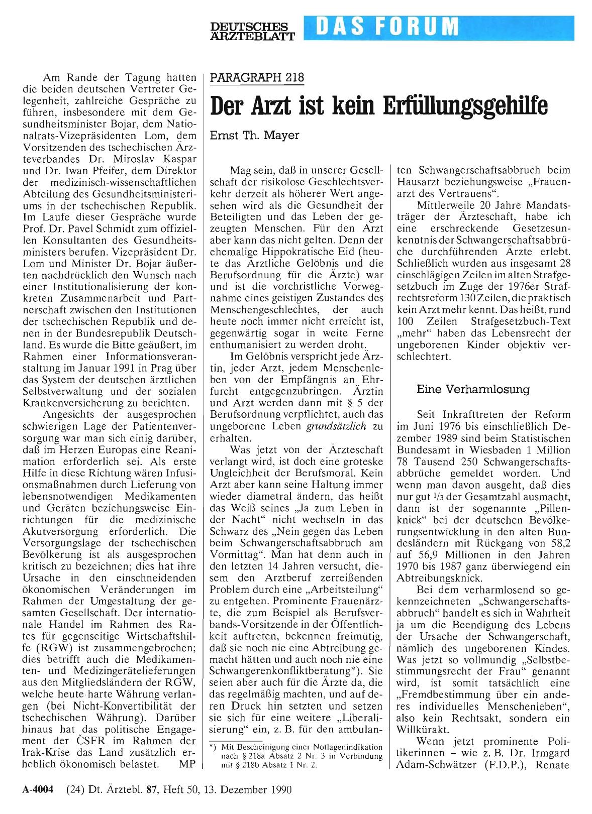 Vorschauseite 1: PARAGRAPH 218: Der Arzt ist kein Erfüllungsgehilfe