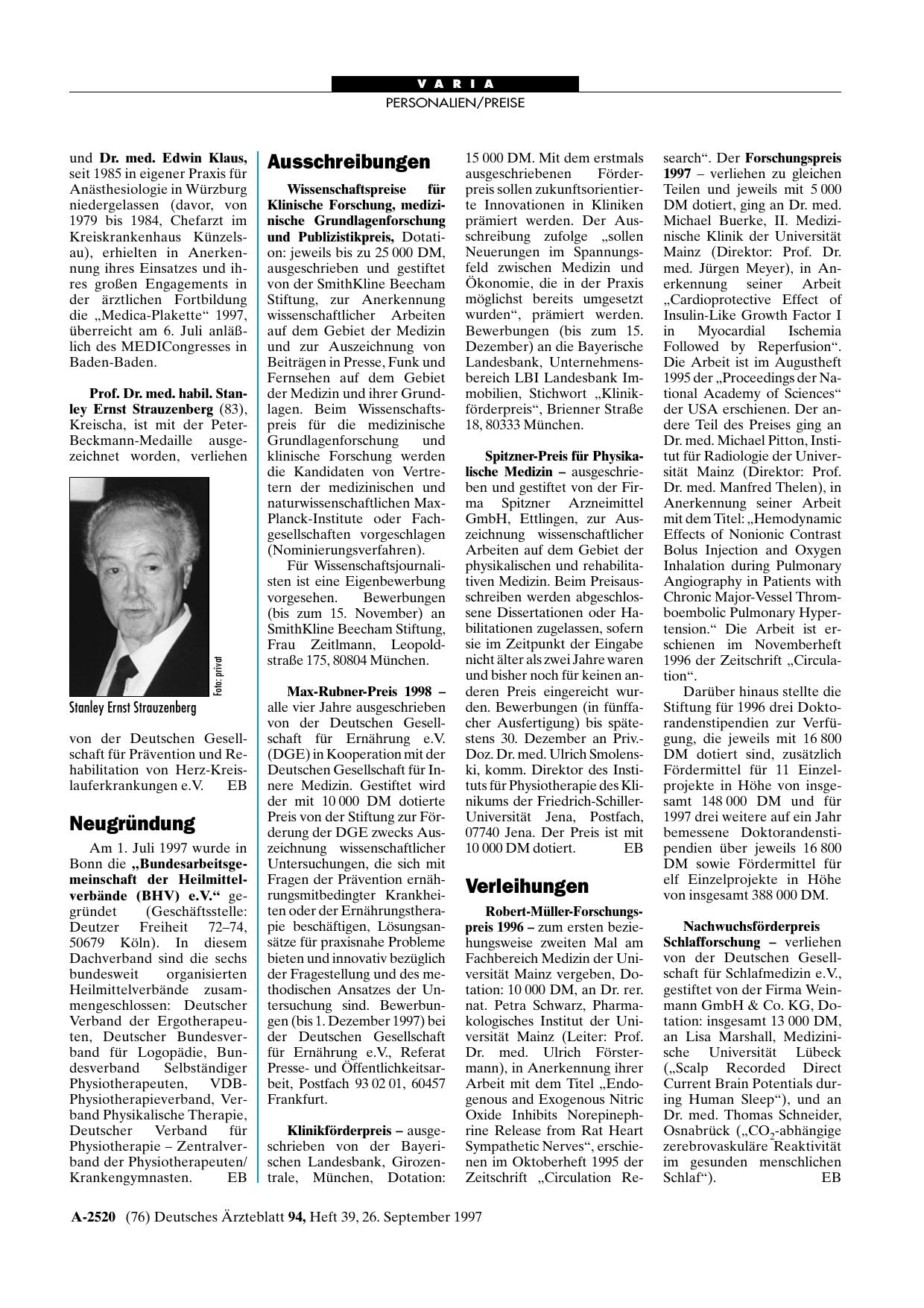 Vorschauseite 1: Verleihungen