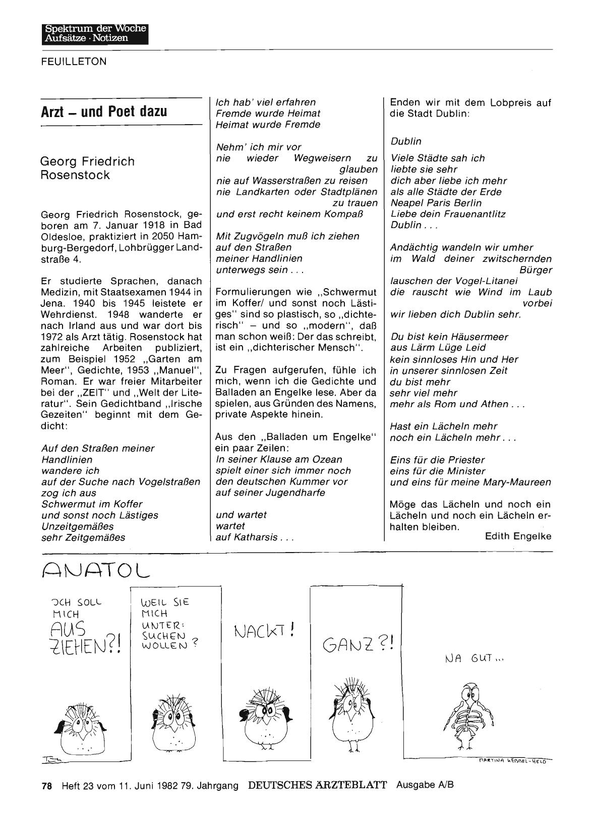 Vorschauseite 1: Arzt — und Poet dazu: Georg Friedrich Rosenstock