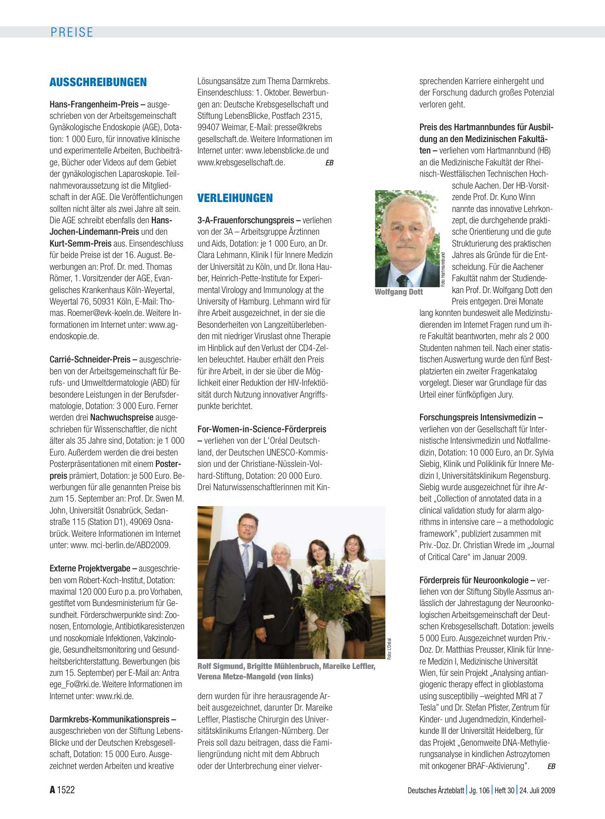 Vorschauseite 1: Verleihungen