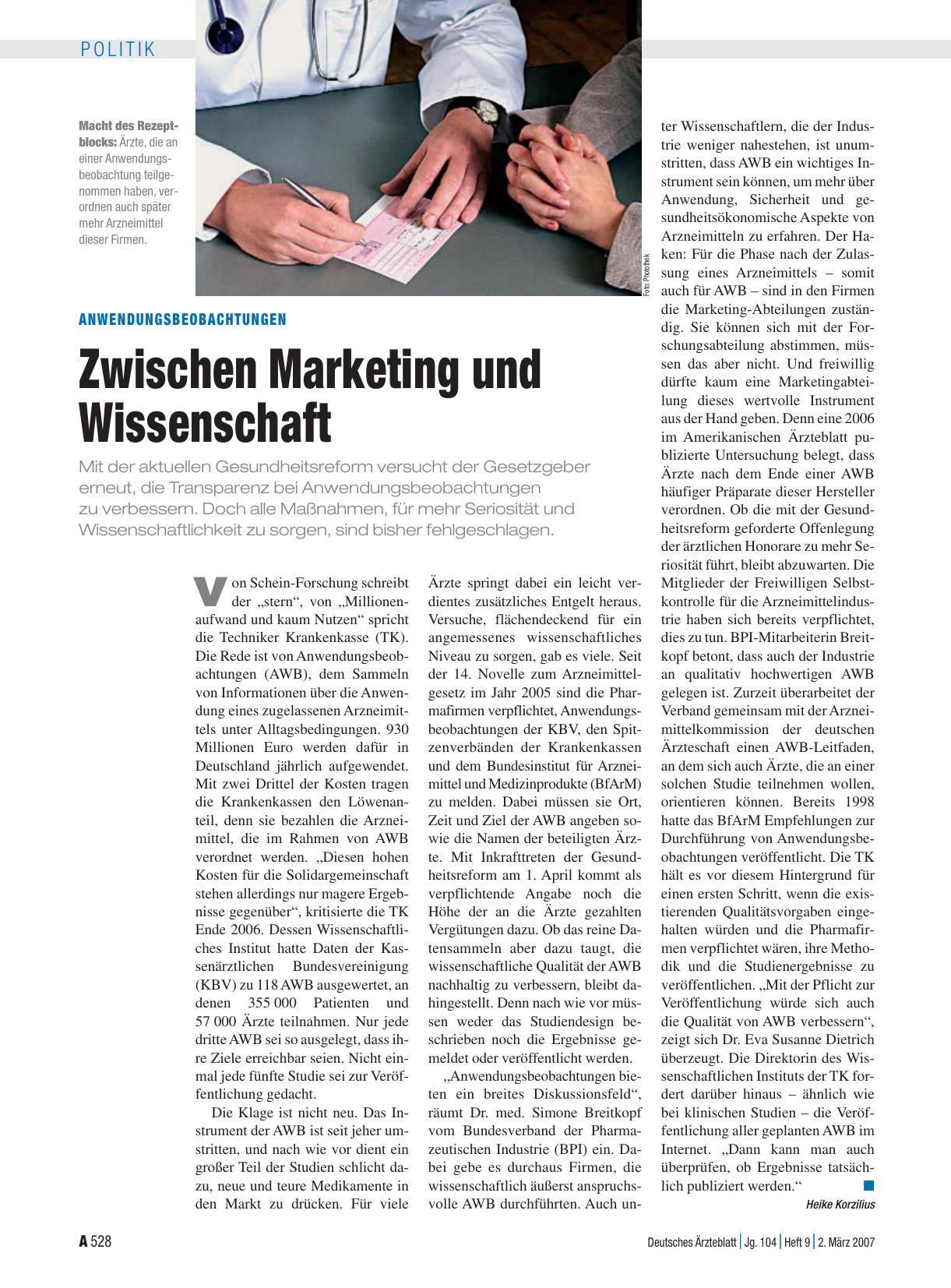 Vorschauseite 1: Anwendungsbeobachtungen: Zwischen Marketing und Wissenschaft