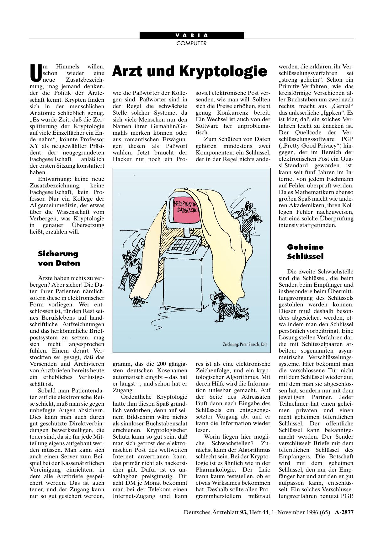 Vorschauseite 1: Arzt und Kryptologie