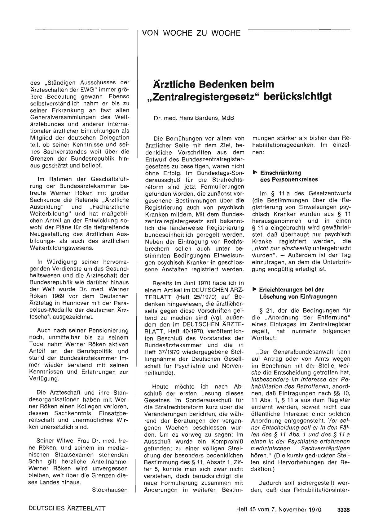 Vorschauseite 1: Ärztliche Bedenken beim „Zentralregistergesetz" berücksichtigt