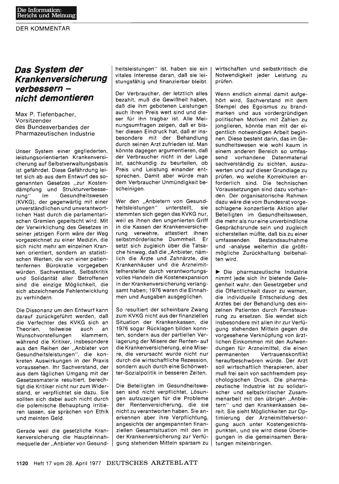 Vorschauseite 1: Das System der Krankenversicherung verbessern - nicht demontieren