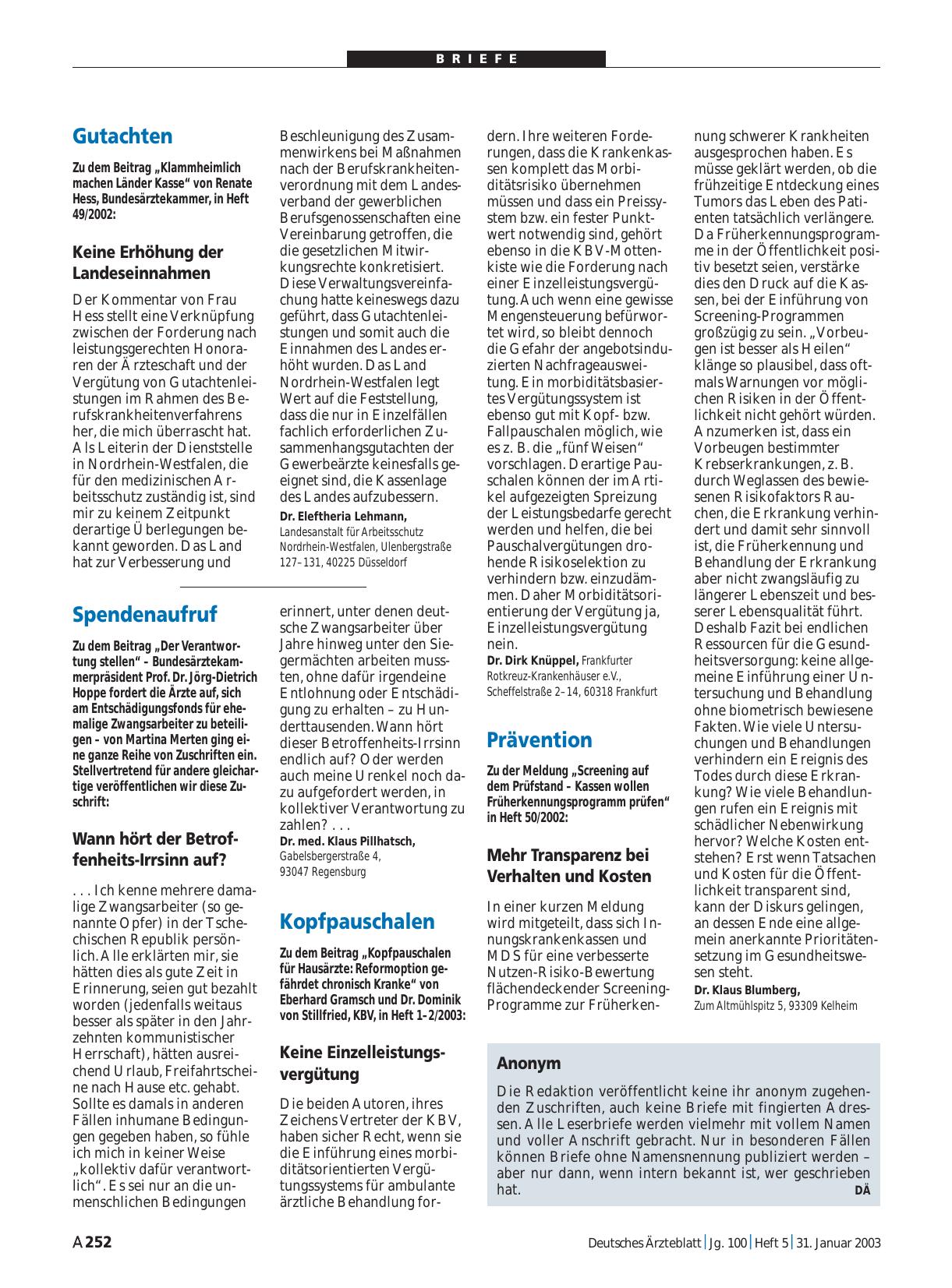 Vorschauseite 1: Kopfpauschalen: Keine Einzelleistungsvergütung