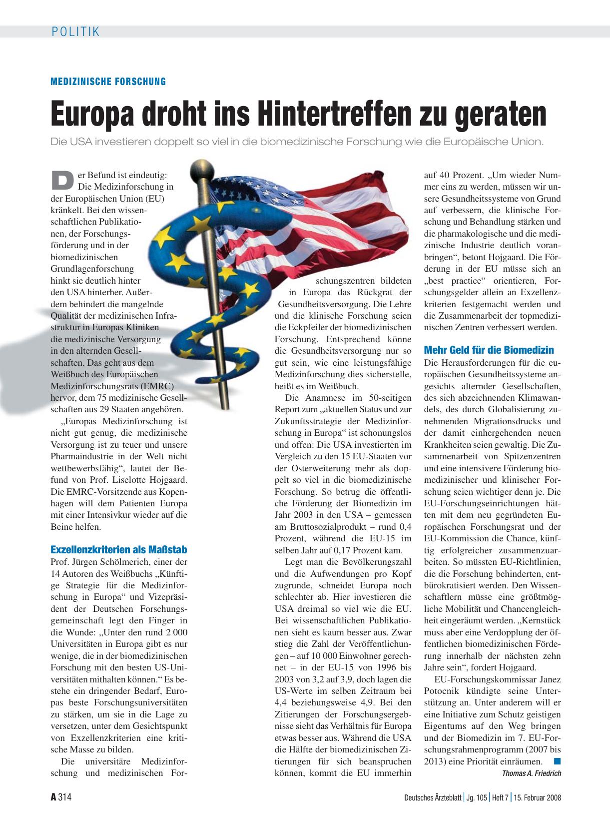 Vorschauseite 1: Medizinische Forschung: Europa droht ins Hintertreffen zu geraten