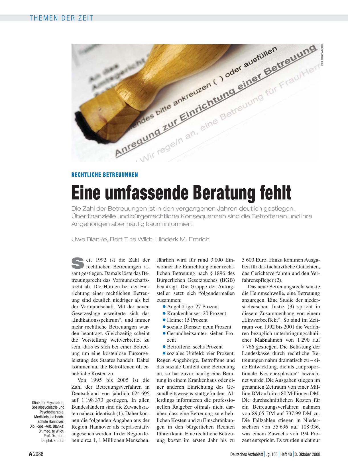 Vorschauseite 1: Rechtliche Betreuungen: Eine umfassende Beratung fehlt