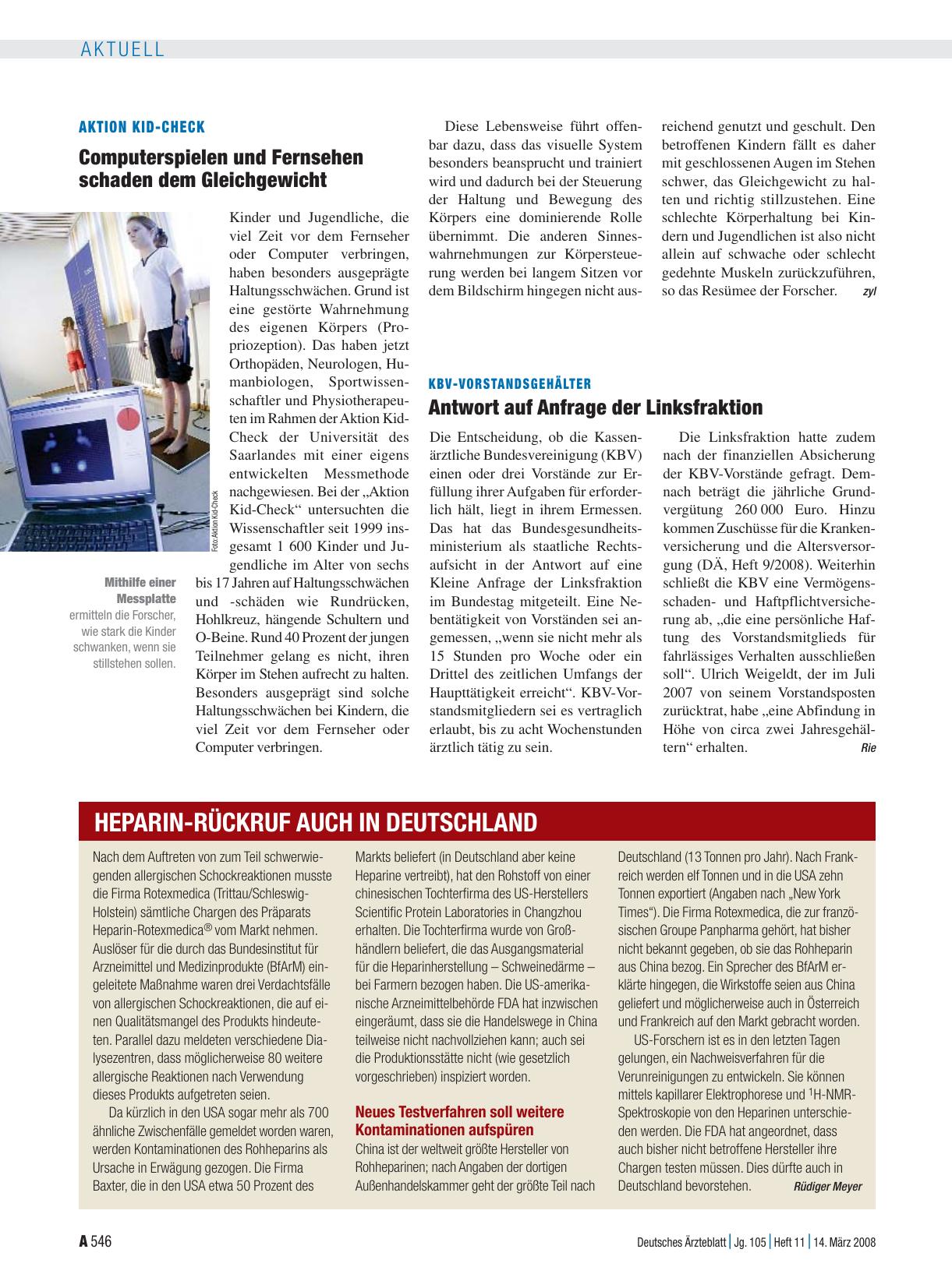 Vorschauseite 1: Heparin-Rückruf auch in Deutschland