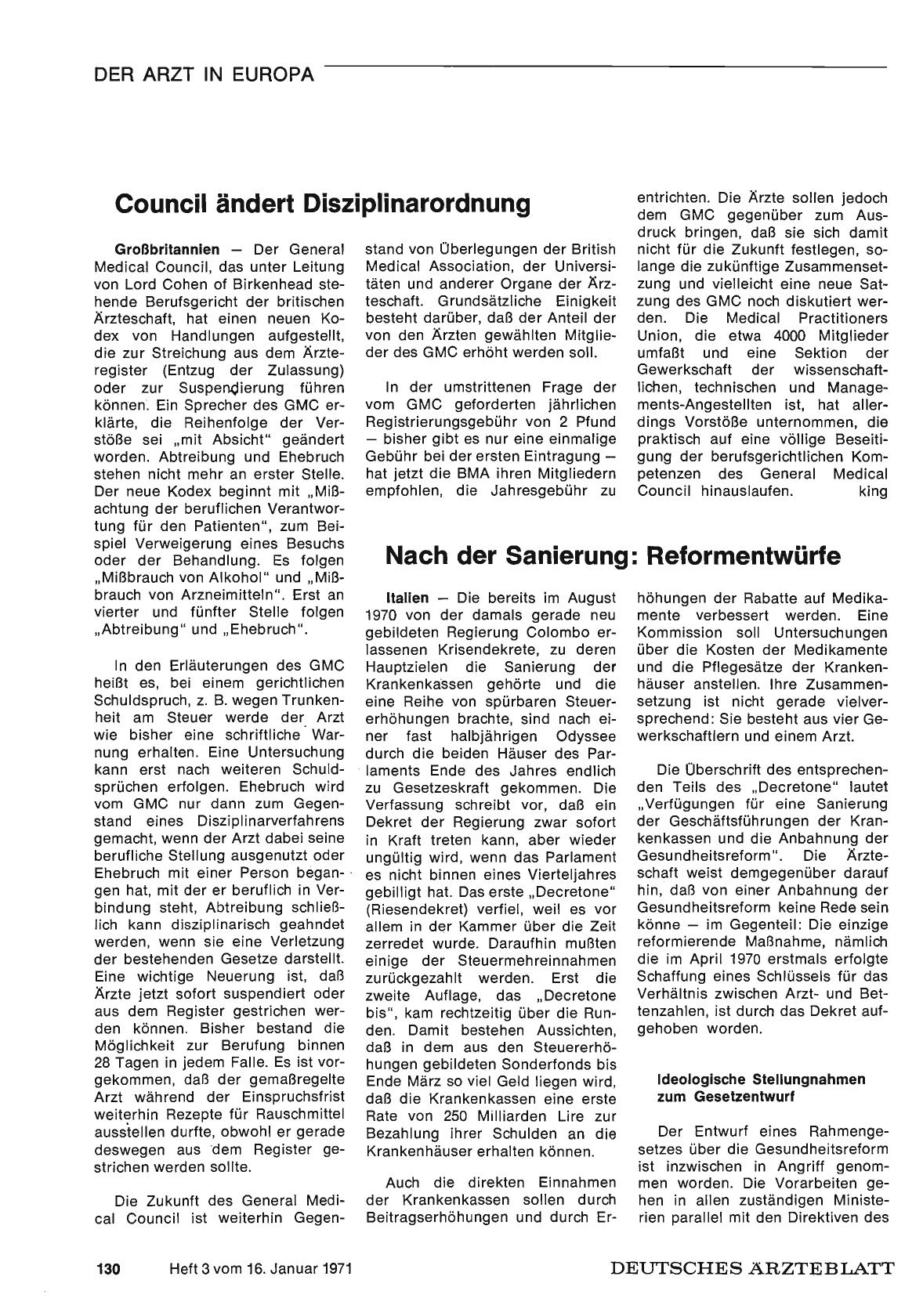 Vorschauseite 1: Council ändert Disziplinarordnung
