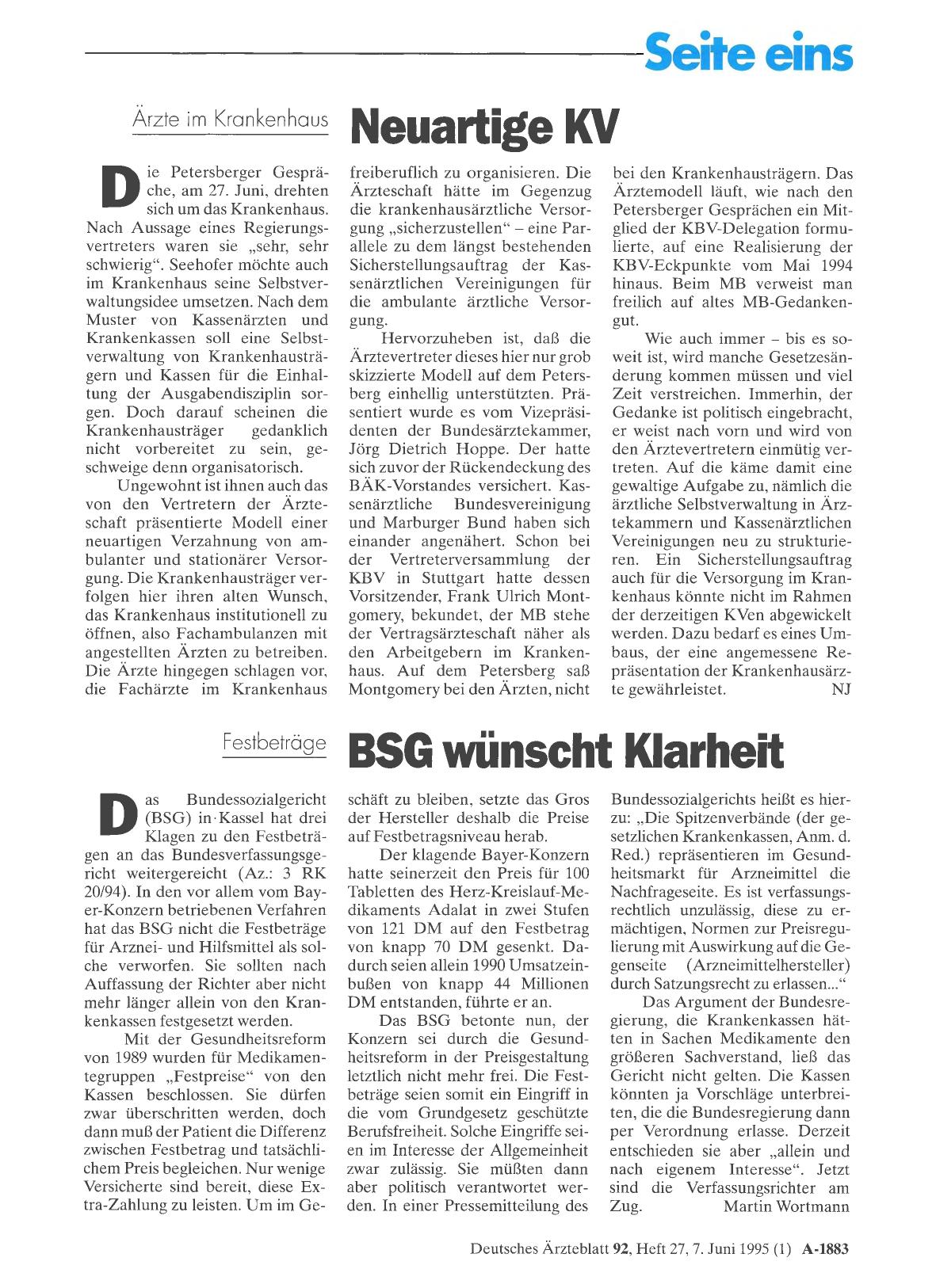 Vorschauseite 1: Ärzte im Krankenhaus: Neuartige KV