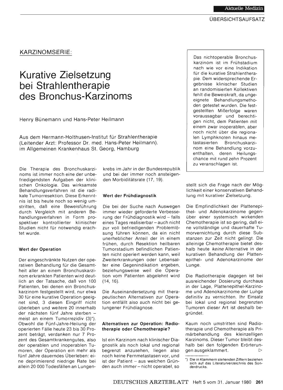 Vorschauseite 1: Karzinomserie: Kurative Zielsetzung bei Strahlentherapie des Bronchus-Karzinoms