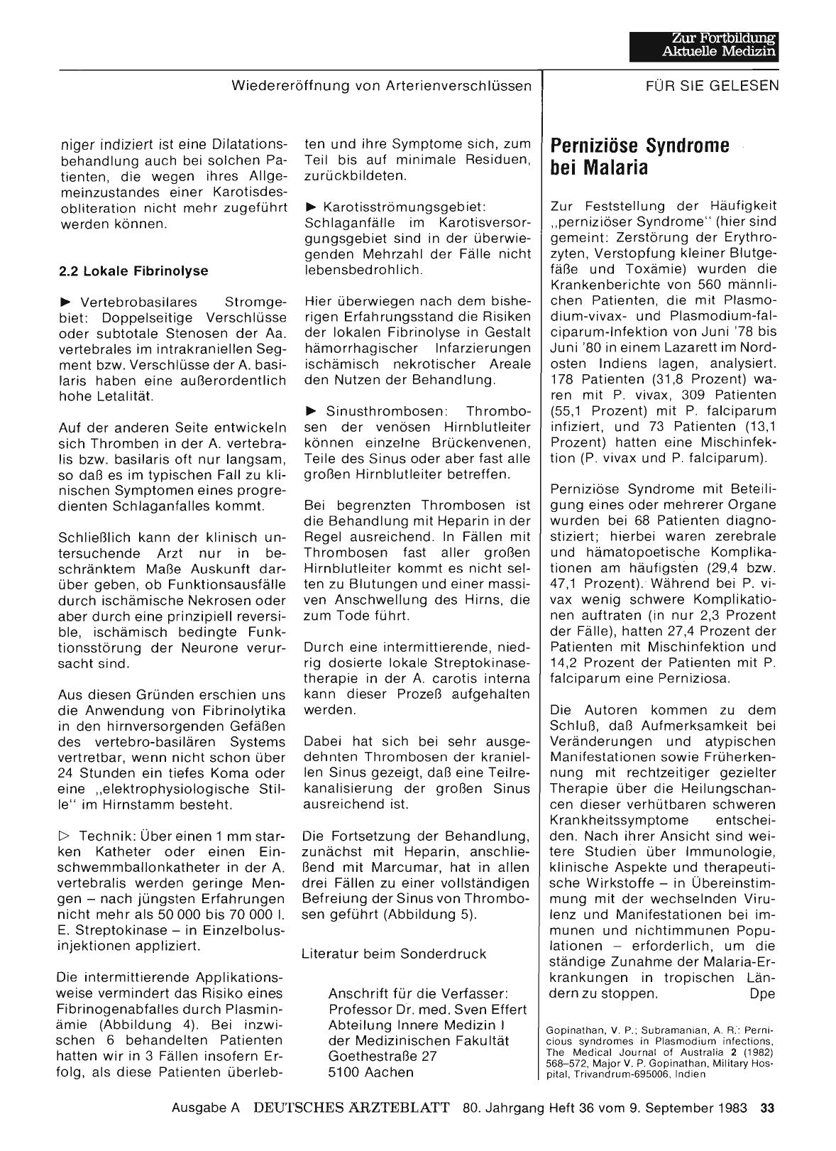 Vorschauseite 1: Perniziöse Syndrome bei Malaria