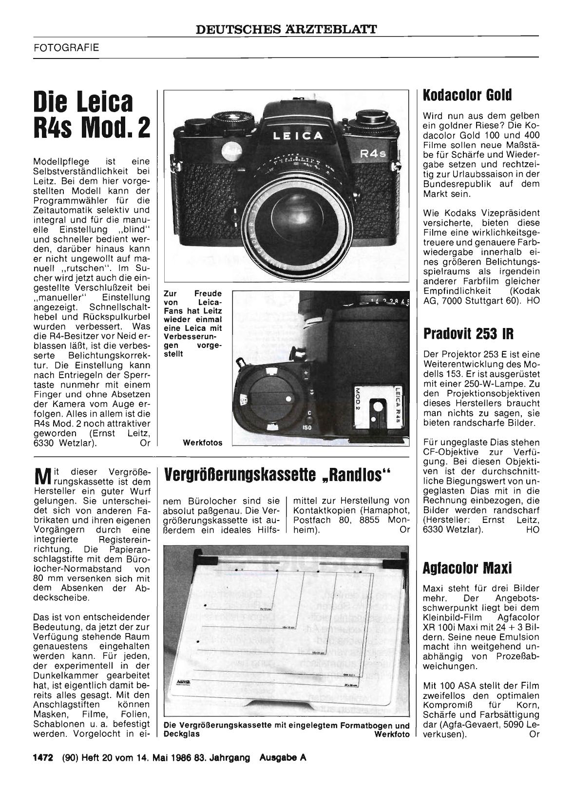 Vorschauseite 1: Die Leica R4s Mod. 2