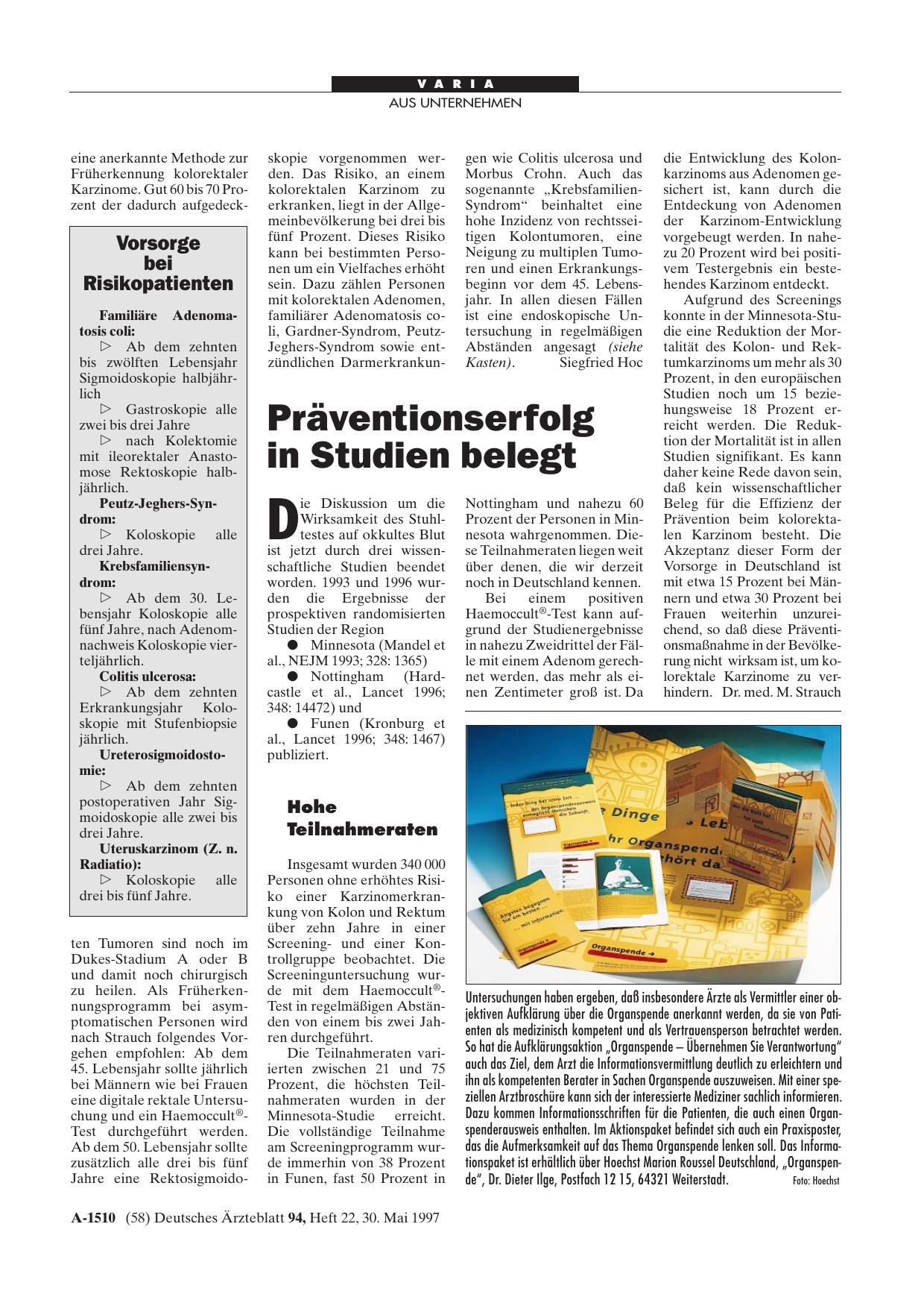 Vorschauseite 1: Aufklärungsaktion „Organspende - Übernehmen Sie Verantwortung“