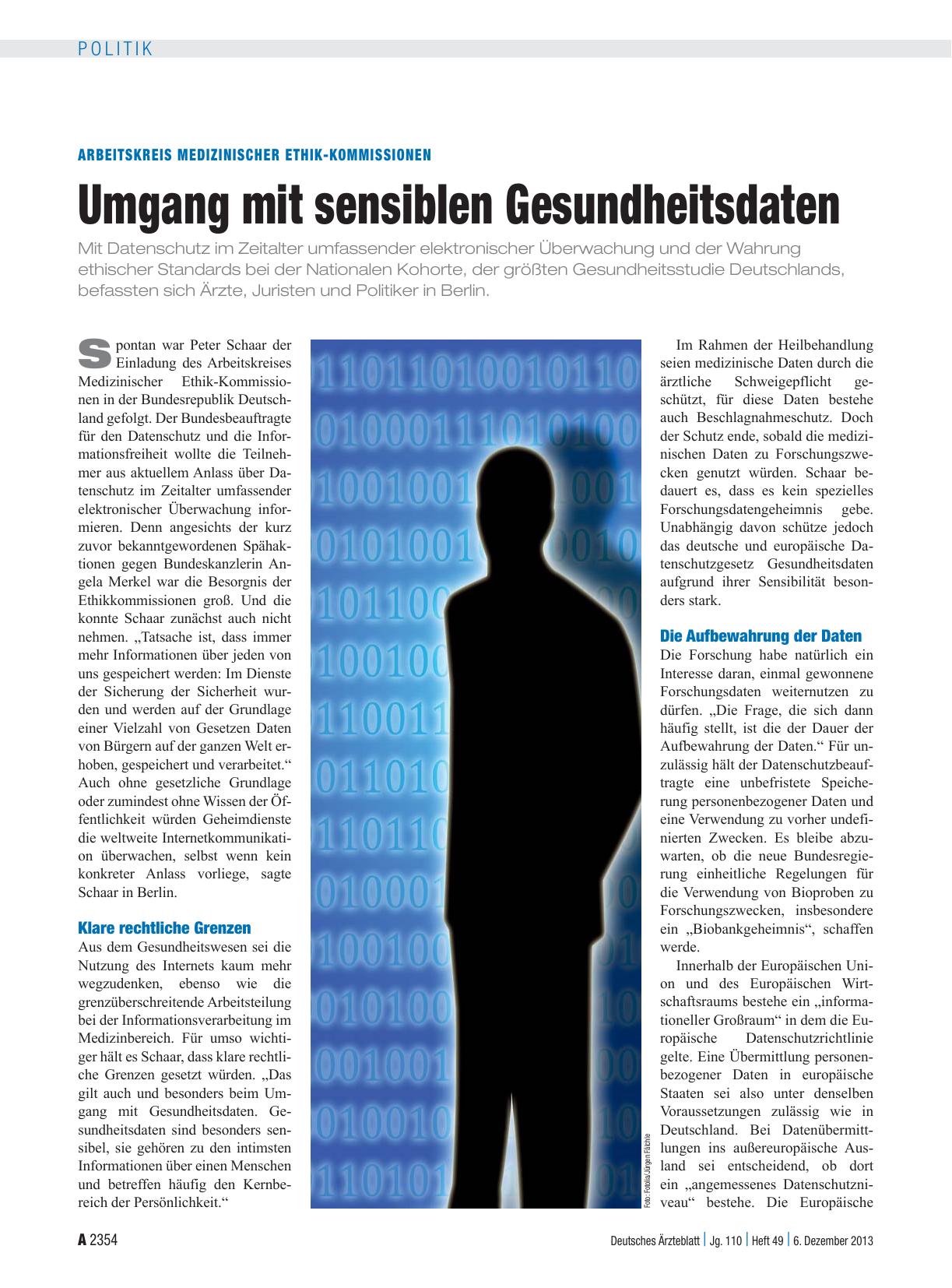 Vorschauseite 1: Arbeitskreis medizinischer Ethik-Kommissionen: Umgang mit sensiblen Gesundheitsdaten