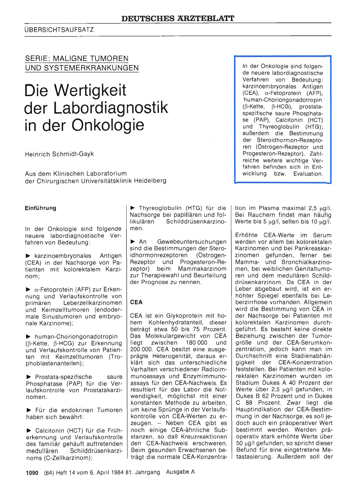 Vorschauseite 1: Die Wertigkeit der Labordiagnostik in der Onkologie