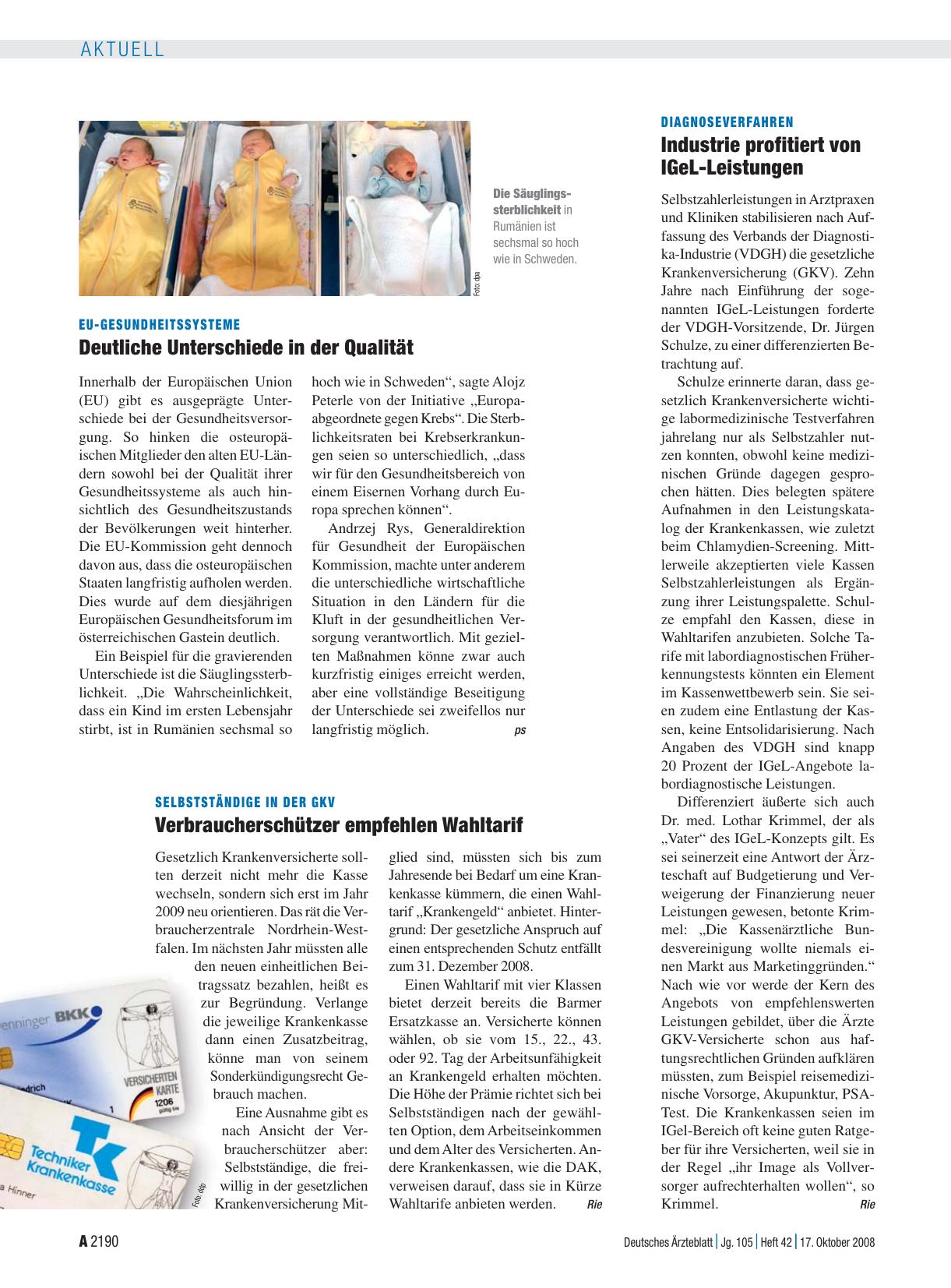 Vorschauseite 1: Diagnoseverfahren: Industrie profitiert von IGeL-Leistungen