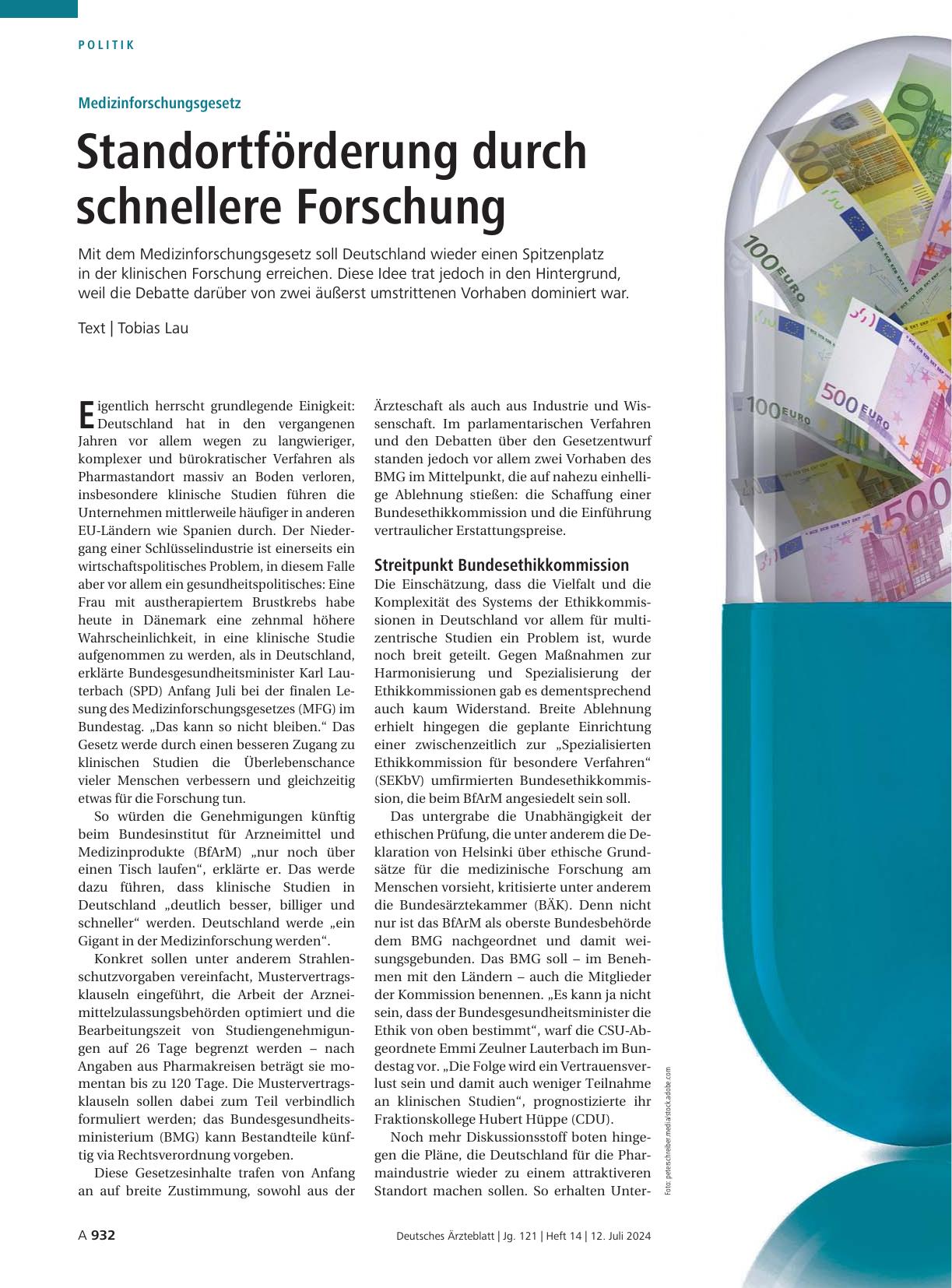 Vorschauseite 1: Medizinforschungsgesetz: Standortförderung durch schnellere Forschung