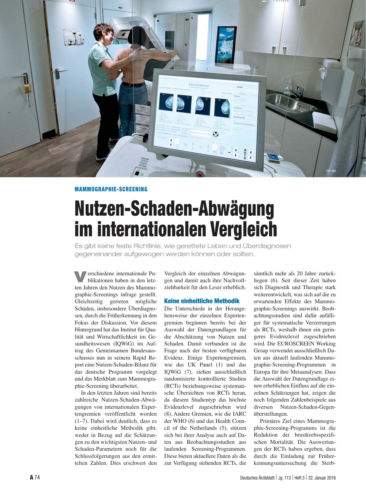 Vorschauseite 1: Mammographie-Screening: Nutzen-Schaden-Abwägung im internationalen Vergleich