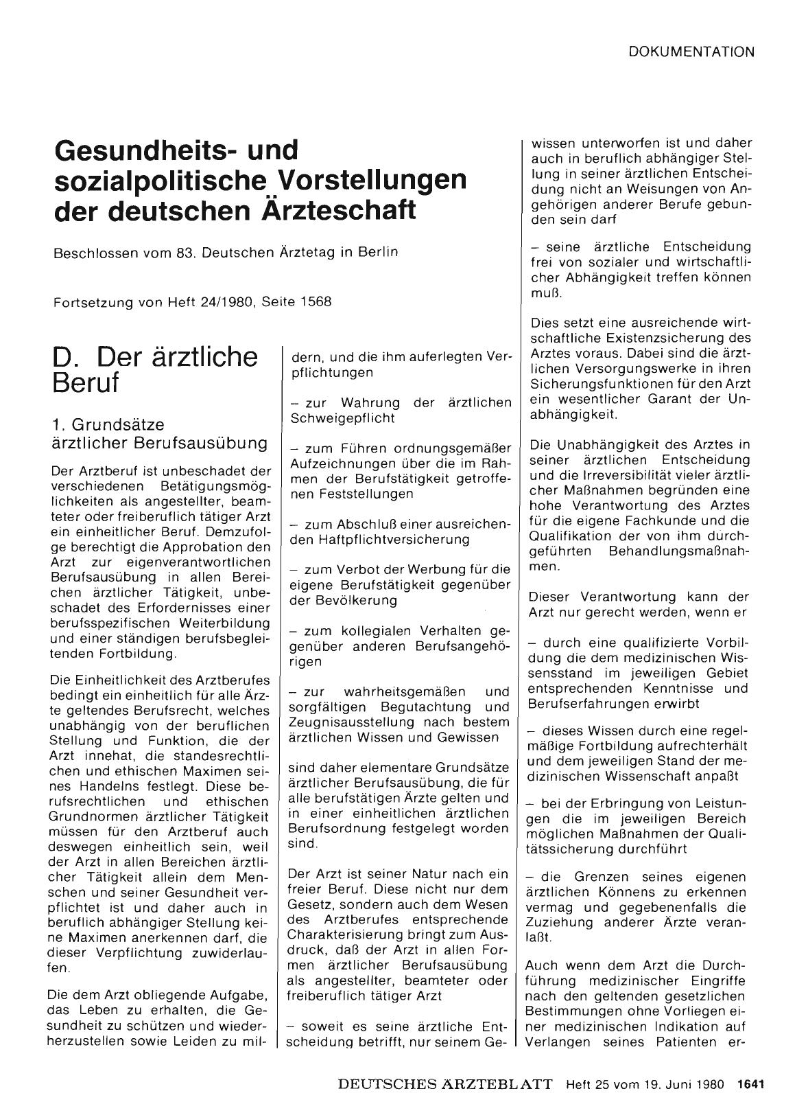 Vorschauseite 1: Gesundheitsund sozialpolitische Vorstellungen der deutschen Ärzteschaft